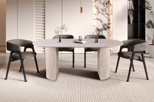 Table 'Lagos' 200 cm Ovale Décor Travertin Beige