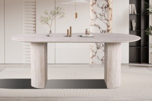 Table 'Lagos' 200 cm Ovale Décor Travertin Beige