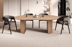 Table 'Lagos' 220 cm Ovale Décor Chêne Vieilli