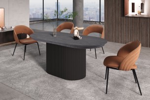 Table extensible 'Lagos' 180-220 cm Ovale Décor Brun foncé