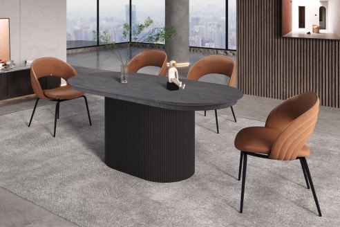 Table extensible 'Lagos' 180-220 cm Ovale Décor Brun foncé