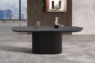 Table extensible 'Lagos' 180-220 cm Ovale Décor Brun foncé