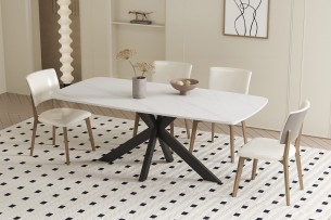 Table 'Apollo' 180 cm Ovale Danoise Pierre Blanc