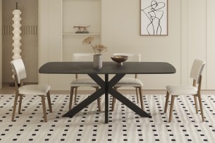Table 'Apollo' 180 cm Ovale Danoise Pierre Noir