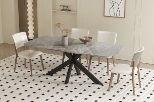Table 'Apollo' 180 cm Ovale Danoise Pierre Brillant Italian Gris