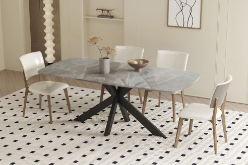 Table 'Apollo' 180 cm Ovale Danoise Pierre Brillant Italian Gris