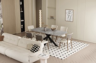 Table 'Apollo' 180 cm Ovale Danoise Pierre Brillant Italian Gris