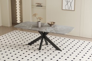 Table 'Apollo' 180 cm Ovale Danoise Pierre Brillant Italian Gris