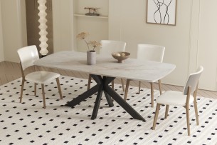 Table 'Apollo' 180 cm Ovale Danoise Pierre Brillant Shakespear Beige