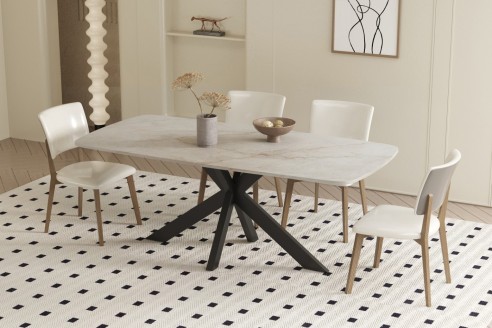 Table 'Apollo' 180 cm Ovale Danoise Pierre Brillant Shakespear Beige