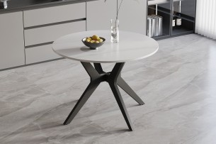 Table 'Apollo' 110 cm Pierre Brillante Ronde Snow Blanc