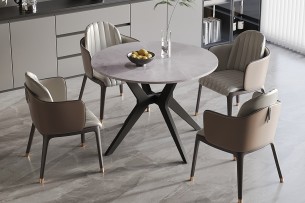 Table 'Apollo' 110 cm Pierre Brillante Ronde Italian Gris