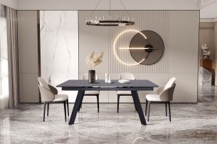 Table extensible 'Hera' 160-240 cm Rectangulaire Pierre Noir