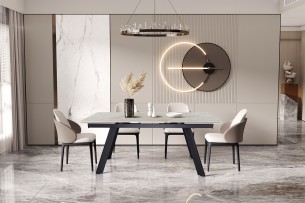 Table extensible 'Hera' 160-240 cm Rectangulaire Brillant Shakespear Beige