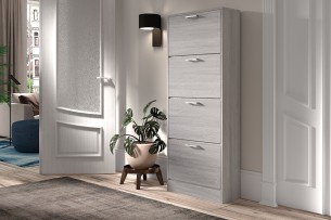Rangement chaus. 'Carini' 4 tiroirs Chêne gris