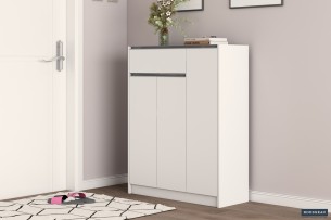 Rangement chaus. 'Lilly' 3 portes et 1 tiroir Blanc