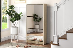 Rangement chaus. 'Mex' Mirroir 3 tiroirs Décor Sonoma