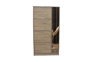 Rangement chaus. 'Marcel' 4 tiroirs et 1 porte miroir Décor Sonoma