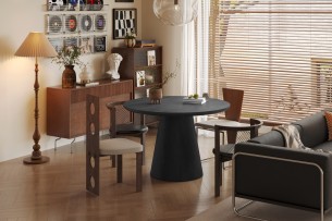 Table 'Miklos' 120 cm Ronde Décor Brun foncé
