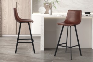 Tabouret de bar 'Ozan' PU Brun