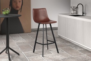 Tabouret de bar 'Ozan' PU Brun
