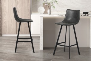 Tabouret de bar 'Ozan' PU Noir