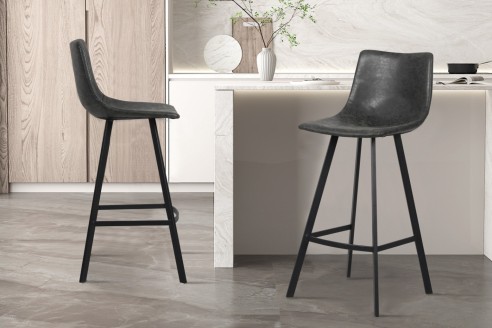 Tabouret de bar 'Ozan' PU Noir