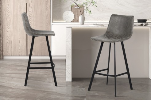 Tabouret de bar 'Ozan' PU Gris
