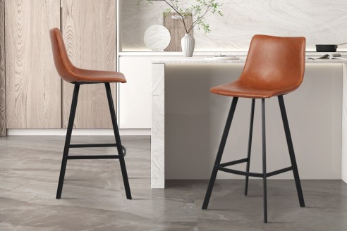 Tabouret de bar 'Ozan' PU Cognac