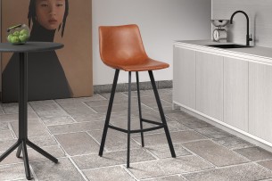 Tabouret de bar 'Ozan' PU Cognac