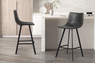 Chaise de comptoir 'Ozan' PU Noir