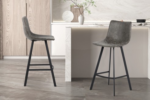 Chaise de comptoir 'Ozan' PU Gris