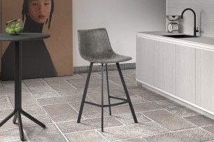 Chaise de comptoir 'Ozan' PU Gris