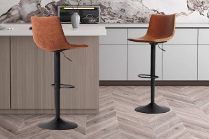 Tabouret de bar 'Trevi' PU Cognac