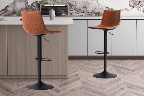 Tabouret de bar 'Trevi' PU Cognac