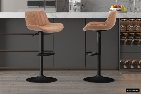 Tabouret de bar 'Fenna' PU Cognac