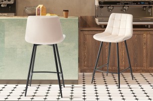 Chaise de comptoir 'Juta' Velours Beige