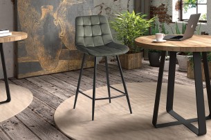 Chaise de comptoir 'Juta' Velours Vert