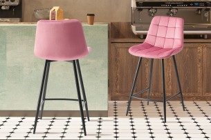 Chaise de comptoir 'Juta' Velours Rose