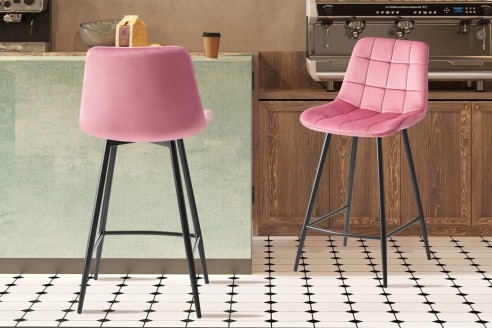 Chaise de comptoir 'Juta' Velours Rose