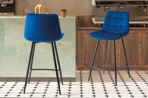 Chaise de comptoir 'Juta' Velours Bleu