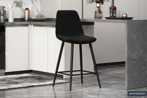 Chaise de Comptoir 'Boy' Velours Noir