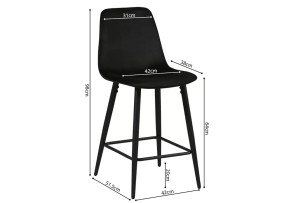 Chaise de Comptoir 'Boy' Velours Noir