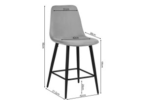 Chaise de Comptoir 'Boy' Velours Gris