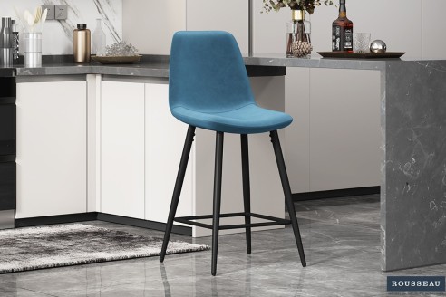 Chaise de Comptoir 'Boy' Velours Bleu clair