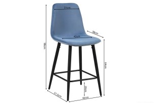 Chaise de Comptoir 'Boy' Velours Bleu clair
