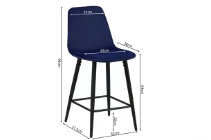 Chaise de Comptoir 'Boy' Velours Bleu foncé