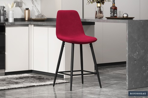 Chaise de Comptoir 'Boy' Velours Bordeau