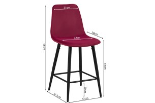 Chaise de Comptoir 'Boy' Velours Bordeau