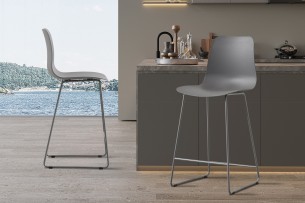 Chaise de comptoir 'Marie' PP Gris
